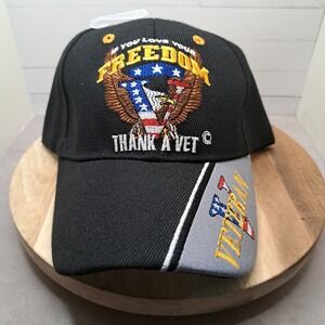 If You Love Your Freedom Thank A Vet Veteran Military Cap Baseball Adjustable